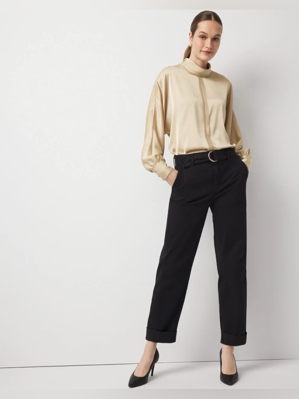 Wit & Wisdom Black Pants with Fabric Belts